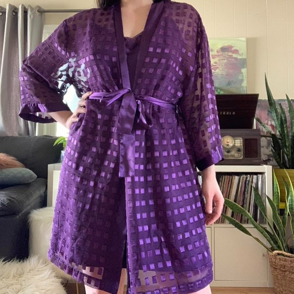 Purple Sheer Robe and Slip Set